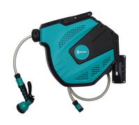 DURHAND Avvolgitubo Orientabile a Parete con cassetta, Antigelo Multispray, 15m, Verde e Nero