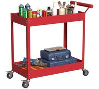 DURHAND Carrello 2 Livelli Acciaio 150kg con Ruote Rosso