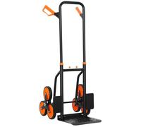 DURHAND Carrello a mano per salire le scale, carrello pieghevole resistente su ruote, sacco multiuso, carrello in acciaio, 120 kg, arancione