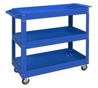 DURHAND Carrello da Officina a 3 Livelli con Bordi Alti, Blu