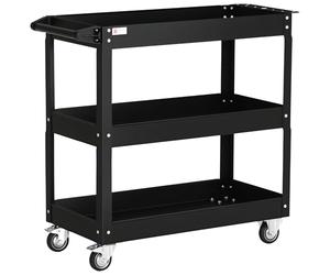 DURHAND Carrello da Officina a 3 Livelli con Bordi Alti, Nero