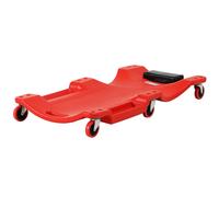 DURHAND Carrello da Officina con Poggiatesta Imbottito e 2 Vassoi Rosso