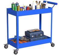 DURHAND Carrello da officina per officina, carrello per attrezzi a 2 livelli, maniglia laterale e ruote bloccabili, per garage, magazzino, utensili fai da te, carico 150 kg, 84,5 x 38 x 84 cm, blu