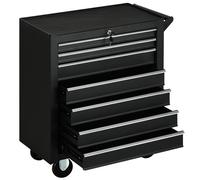 DURHAND Carrello Officina 7 Cassetti con Serratura, Ruote e Maniglia Nero
