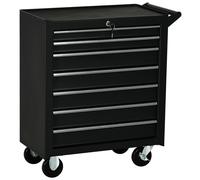 DURHAND Carrello Officina 7 Cassetti con Serratura, Ruote e Maniglia Nero