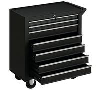 DURHAND Carrello Officina 7 Cassetti Serratura con Chiavi Ruote e Maniglia Nero