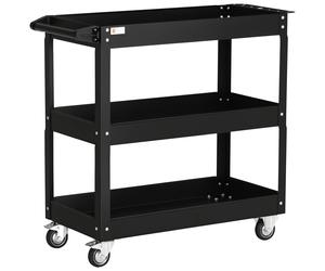 DURHAND Carrello Porta Attrezzi a 3 Livelli con Bordi Alti in Acciaio Nero