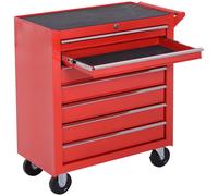DURHAND Carrello Porta Attrezzi con 7 Cassetti e Tappetini in EVA, Carrello Officina Portautensili con Serratura e 2 Chiavi, 2 Ruote con Freno, 2 Ruote Girevoli, Maniglia, in Acciaio per Garage, Rosso