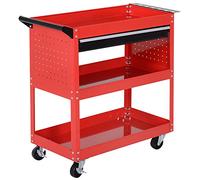 DURHAND Carrello Porta Attrezzi con Cassetto e 3 Ripiani, Rosso