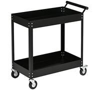 DURHAND Carrello Porta Attrezzi da Officina a 2 Ripiani in Acciaio Nero