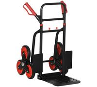 DURHAND Carrello Portapacchi150 kg max con Maniglia Estraibile Rosso e Nero
