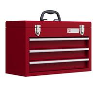 DURHAND Cassetta attrezzi vuota con 3 cassetti rossa | Chiusure metalliche, maniglia, cassetta e baule portautensili, per utensili, casa, officina, robusto