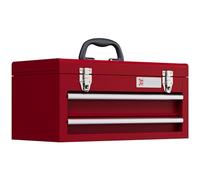 DURHAND cassetta degli attrezzi vuota, 46 x 24 x 22 cm Cassetta degli attrezzi con 2 cassetti, scomparto superiore, maniglia, cassetta degli attrezzi con 2 serrature, in acciaio, rossa