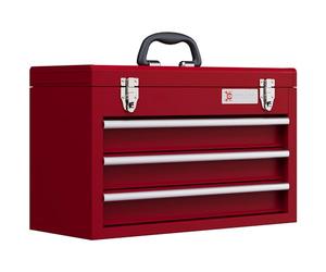 DURHAND Cassetta degli attrezzi vuota, robusta cassetta degli attrezzi con 3 cassetti, scomparto in metallo, maniglia per il trasporto, cassetta degli attrezzi per la casa, officina, rosso