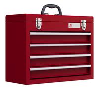 DURHAND Cassetta per Attrezzi con 4 Cassetti, Scomparto Superiore, Chiusure in Acciaio e Maniglia, 51x22x39,5 cm, Rosso Aosom Italy