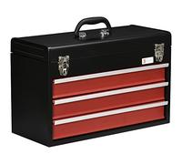 DURHAND Cassetta Porta Attrezzi con 3 Cassetti 51x22x32 cm Rosso e Nero