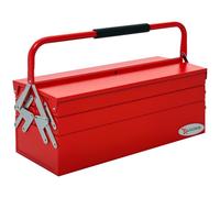 DURHAND Cassetta Porta Attrezzi in Acciaio Pieghevole con 5 Vassoi, Valigetta Porta Attrezzi 56x20x41 cm, Rosso