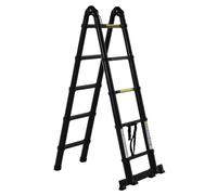 DURHAND Scala Multifunzione Pieghevole da 10 Gradini in Alluminio e Metallo Nero