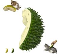Durian - Spazzola angolare e tiragraffi a forma di gatto con erba gatta, con supporto a parete, giocattolo interattivo per la toelettatura dei gatti, nastro adesivo incluso, plastica in giallo verde