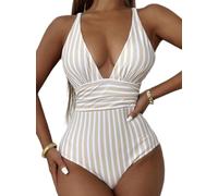 DURINM Costume da Bagno Donna Sexy Bikini Costumi Interi da Mare Spiaggia Elegante Monokini Costume Intero Donna con Laterali Costumi da Bagno Interi Elegante Striscia Sexy Swimwear da Mare
