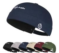 DURINM Cotone Cappellino da Portuale Uomo Retro Berretto Docker da Motociclista Retro Docker-cap Berretto Docker da Motociclista Cappello Senza Visiera Rolled Cuff Brimless