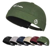 DURINM Cotone Cappellino da Portuale Uomo Retro Berretto Docker da Motociclista Retro Docker-cap Berretto Docker da Motociclista Cappello Senza Visiera Rolled Cuff Brimless