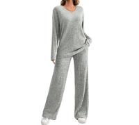 DURINM Pigiama Donna Invernali Set Lungo Invernale Comodo Due 2 Pezzi Pantaloni a Gamba Larga Tuta Elegante Sportiva Casual Pigiami Donna Set Inverno da Yoga Jogging Training Sportwear