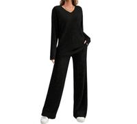 DURINM Pigiama Donna Invernali Set Lungo Invernale Comodo Due 2 Pezzi Pantaloni a Gamba Larga Tuta Elegante Sportiva Casual Pigiami Donna Set Inverno da Yoga Jogging Training Sportwear