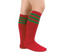 Durio Calze al ginocchio per bambini, calzini a righe, calzini senza radici, facili da indossare per bambini di età compresa tra 3 e 5 anni, Rosso e verde a righe, 3-5 Jahre