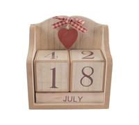 Durlo Calendario perpetuo in legno vintage, blocchi di visualizzazione del mese e della data in legno riutilizzabili per scrivania, ufficio, casa, stile di decorazione
