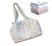 Duroecsain Borsa da viaggio floreale per donna capro con, borsa a tracolla in tela di grande capacità con fiocco, Soft Weekender Schech, continua il deposito bagagli per, blu, Se référer au
