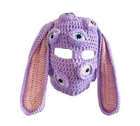 Duroecsain Cappello lavorato a maglia con orecchie da coniglio da uomo, cappello con orecchie lunghe di coniglio,Cappellino lungo orecchie a maglia invernale cappello da coniglio | simpatici berretti