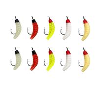Duroecsain Esche morbide di Larva | Esche e ami per pesca - Strumenti realistici per attirare i pesci, 10 pezzi esche per acqua in stagni e fiumi