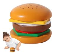 Duroecsain Gioco di impilamento di alimenti, giocattoli impilabili per panini con hamburger in legno | Gioca a un finto panino con hamburger per bambini - Giocattoli educativi per l'apprendimento in