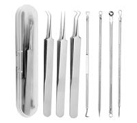 Duroecsain Kit di trasloco Comedone, strumento di estrazione Whitehead | 7x Clip di estrattore per pori Whitehead,Strumento popper per la pulizia dei pori in acciaio inossidabile per pulsanti
