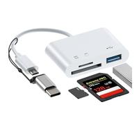 Duroecsain Lettore di Schede - Adattatore Schede di Memoria USB 2.0/USB C a Doppio Connettore 3 in 1 - Il Lettore di Sched_e di Memoria con Doppio Slot per Sched_e Supporta