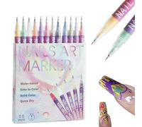 Duroecsain Marcatori per unghie, penne per smalto | 12 colori Kit polacco per la pittura arte manicure impermeabile,Punta fine punta per punta di fodera per fiori, graffiti farfalle