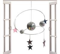 Duroecsain Piccole Palle Disco Da Appendere | Creazione con Palla Disco e Stelle Riflettenti | Decorazione Rotante a per Matrimonio Auto Specchietto Retrovisore Balcone Patio Giardino Festa