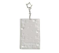 Duroecsain Portacarte per portachiavi, buste rigide per carte - tasche trasparenti per carte da collezione, porta badge rigido, tasche leggere per carte fotografiche, protettori, farfalla, Se référer