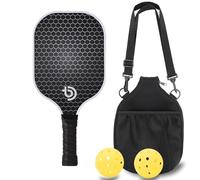 Duroecsain Racchetta per sottaceto in fibra di carbonio, set di palline di sottaceto in fibra di carbonio, pagaia di Pickle Ball con borsa Racchetta leggera di Pickle Ball - Set di palline