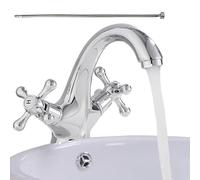 Duroecsain Rubinetteria del bagno, Miscelatore Doppia Maniglia in Ottone per Lavello, Miscelatore Acqua Calda/Fredda Con Flessibile 60cm Per Hotel, Lavabo E Lavello Monoforo