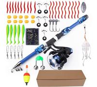 Duroecsain Set da pesca per ragazzi - Kit canna e mulinello - Set di avvio di pesca per | per esterno estate spiaggia campeggio compleanno vacanza famiglia acqua dolce acqua