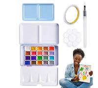 Duroecsain Set di pittura ad acquerello, set acquerello,Set di pittura ad acquerello portatile | Set di pittura ad acquerello, 20 colori, set di pittura per adulti, principianti,