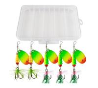 Duroecsain Spinnerbait Fishing Lures, Bass Spinner Baits | Kit di esche con paillettes con ganci a piume - 5 x spinnerbait con scatola di tacle, per pesca crankbaits per acqua salata