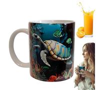 Duroecsain Tazza in ceramica con funghi a forma di, tazza da caffè con stampa visiva , 325 ml, in ceramica, per latte, succhi di frutta, lavabile in lavastoviglie e microonde