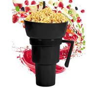 Duroecsain Tazza per snack e bevande - 2 in 1 tazza per bevande e ciotola per snack riutilizzabili con cannuccia, contenitore portatile per frutta dolce popcorn spiaggia campeggio viaggi all'aperto