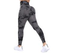 DUROFIT Leggings Sportivi da Donna Tie Dye Leggins Push Up a Vita Alta Pantaloni Compressione Yoga Pants per Pilates Fitness, Grigio M