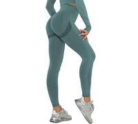 DUROFIT Leggins Donna Push up Leggings Sportivi Vita Alta Anticellulite Pantaloni Palestra per Fitness Yoga Pant Verde Scuro L