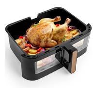 Duronic AFD1 BG Cassetto grande per friggitrice ad aria Duronic AF14, AF24 e AF34, Vassoio di cottura 10L, Contenitore per friggitrice ad aria a doppia zona, Carne sana, Opzione Sync Cook, Nero e Oro