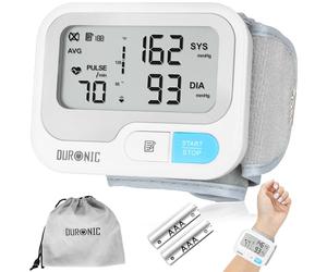 Duronic BPM65 WE Misuratore Pressione da Polso Digitale Automatico, Sfigmomanometro Portatile, Display Retroilluminato, Memoria, Rilevazione Aritmie, Misura Pressione Arteriosa, Battito, Bianco